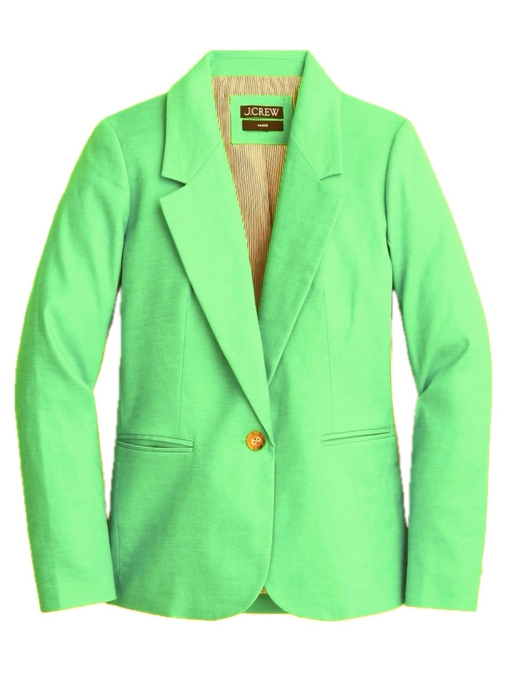 J. Crew Parke Linen Women's Bright Lime Green Single-Button Blazer, 8